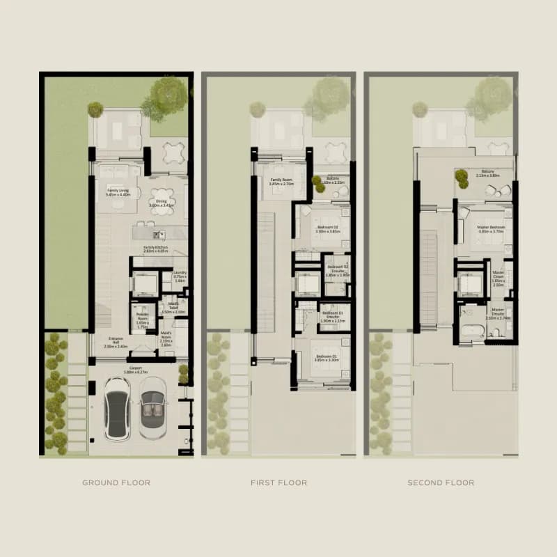 Nad Al Sheba Gardens Phase 6 – 3 BR floor plan
