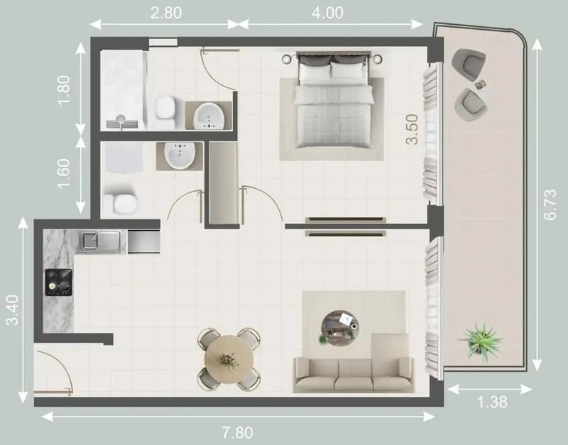 Galleria Residences – 1 BR floor plan